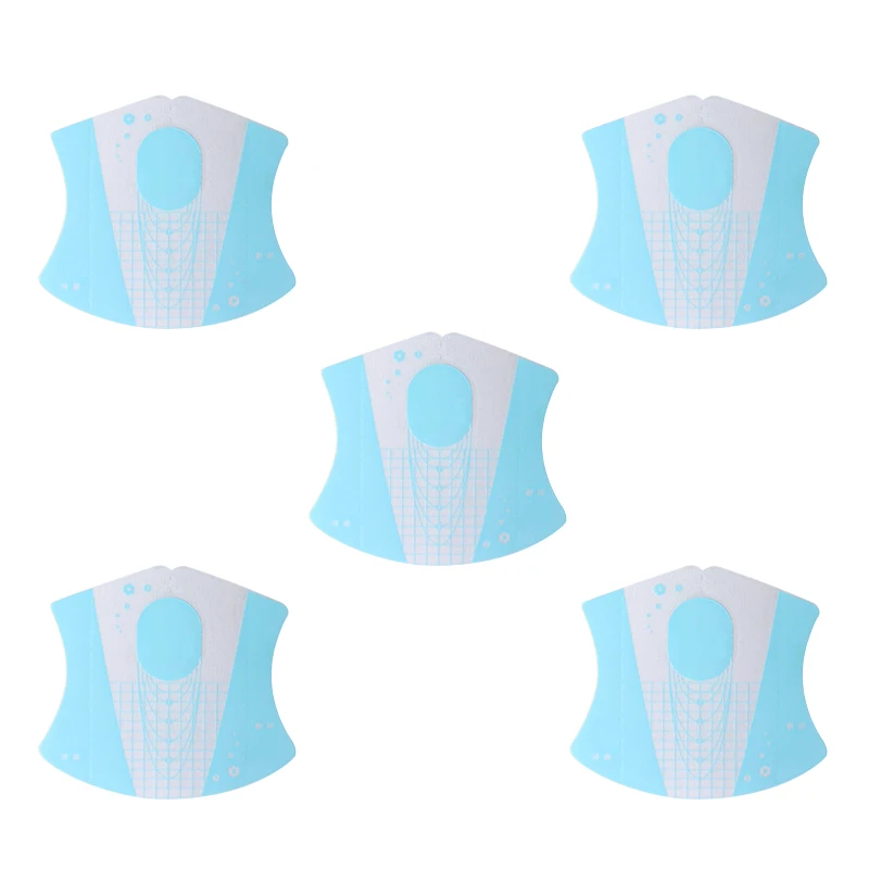 

YZX 100pcs Light Blue Plastic Nail Forms Acrylic Curve French UV Gel Polish Extension Builder Guide Stencil Sticker Random Color