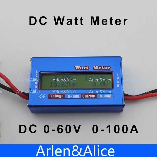 DC Watt meter with LCD display for DC 0 60V 0 100A balance voltage