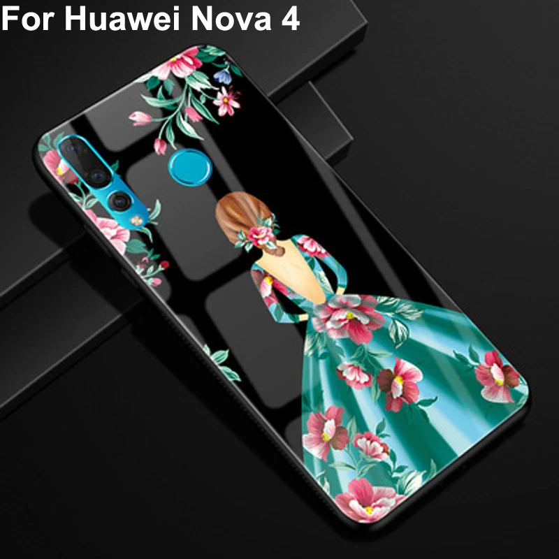 Чехол для телефона с закаленным стеклом huawei Nova 4 принципиально Роскошный чехол