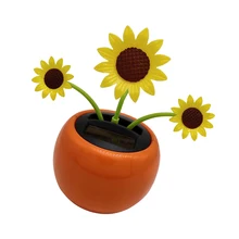 Flor de sol bailarina alimentada por energía Solar, adorno de girasol para salpicadero de coche de oficina, juguete Solar para niños