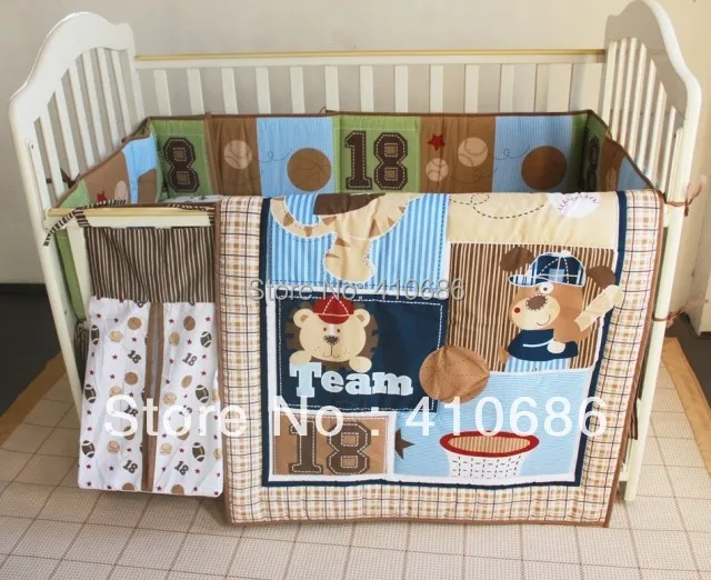 Lovely Bears Sports Baby Crib Bedding Set Quilt Bumper Sheet skirt