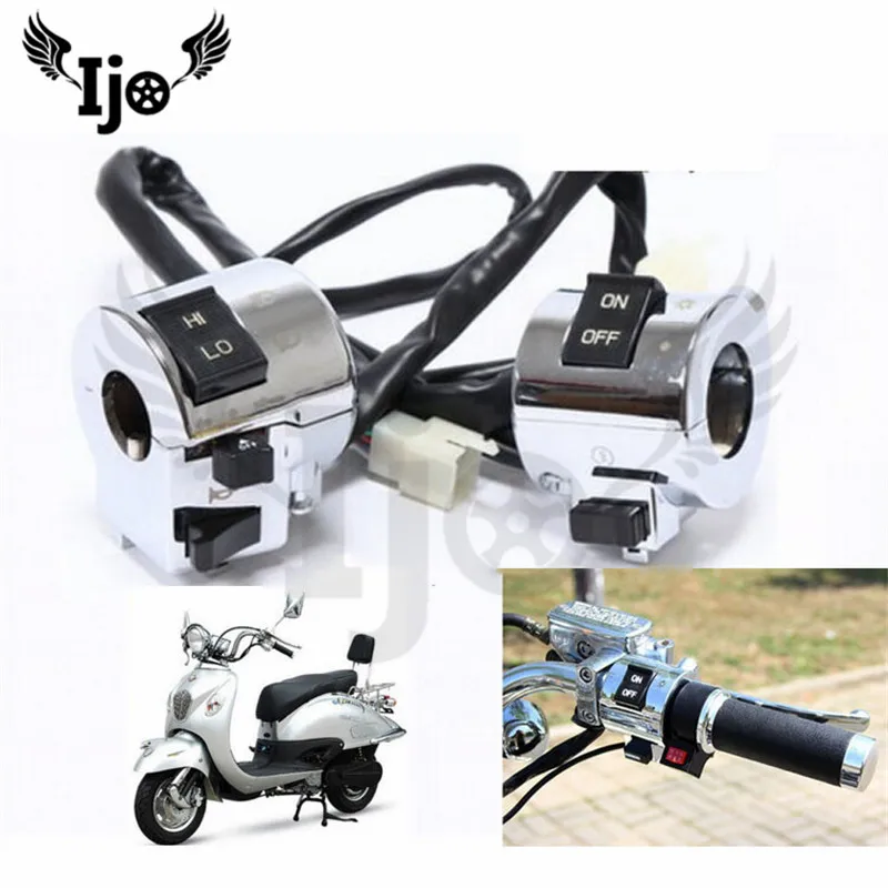 

25MM metal silver chrome motorcycle switch for honda steed CBR suzuki yamaha motorbike control electric tricycle moto controller