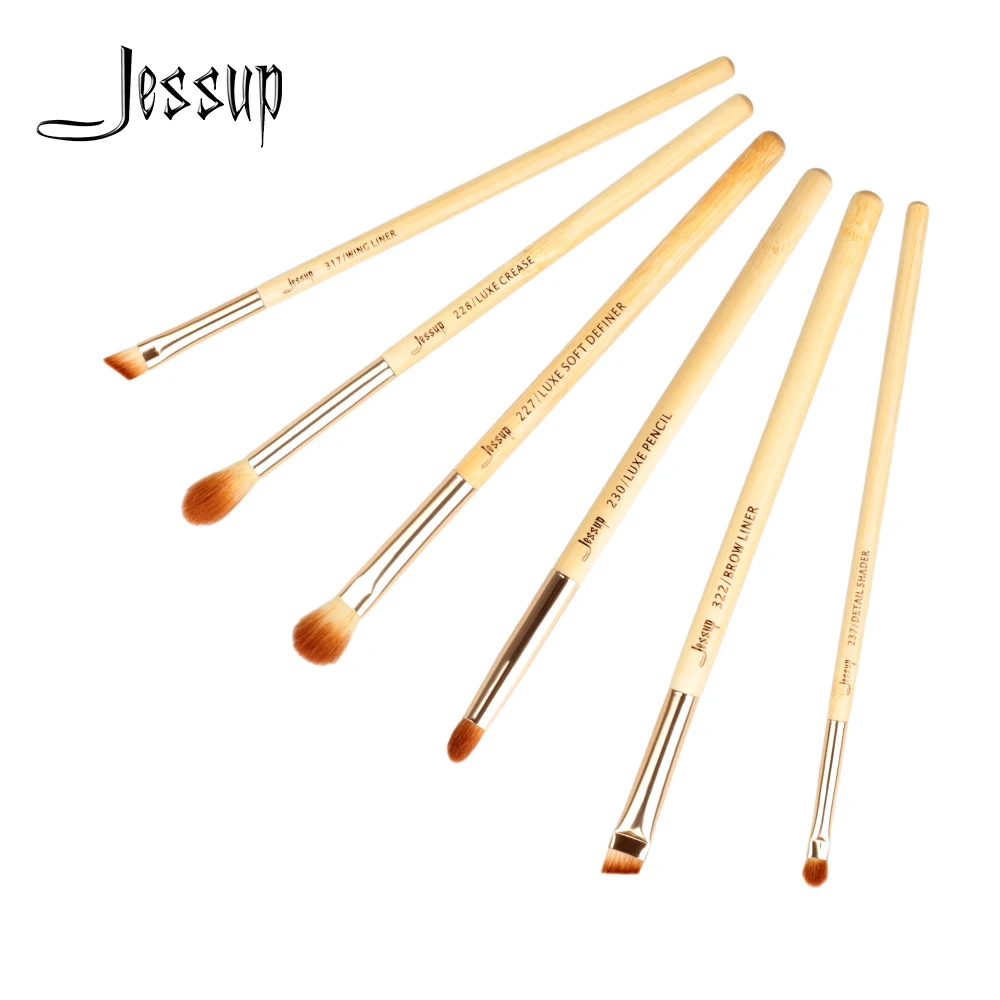 Jessup Beauty 6 шт. бамбуковые Кисточки для макияжа набор из синтетических волос