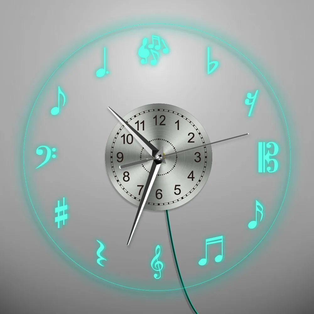 1 шт. музыкальные ноты настенные часы музыкальная светодио дный тема светодиодный свет ночник подсветка настенный светильник уникальный