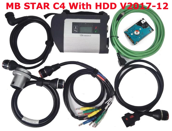Новинка-09 в A++ качественный полный чип MB STAR C4 диагностический инструмент wifi Диагностика MB SD Подключение компактный C4 диагностический сканер 12 В/24 В - Цвет: Star C4 with HDD
