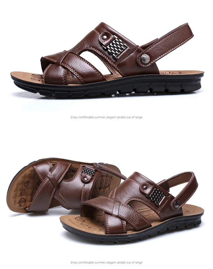 Big Size 48 Men Genuine Leather Sandals Summer Classic Men Shoes ...