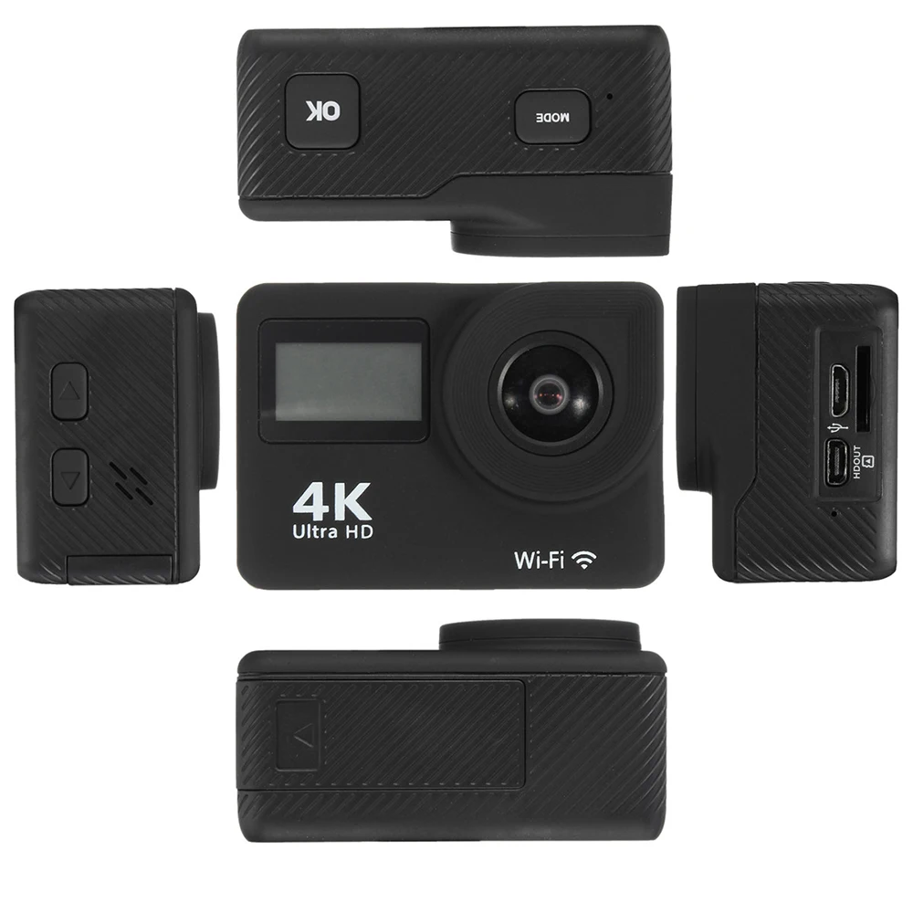 4K Экшн камера Wi Fi с двойным экраном Ultra HD 30M Водонепроницаемая спортивная