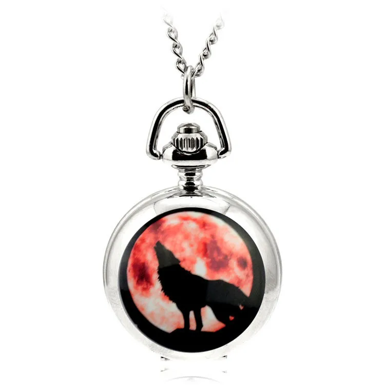 

Retro Pocket Watch Enamel Wolf Pattern Pocket Watch Quartz Movement Clock Necklace Pocket & Fob Watch Pendant Sweater Chain Gift