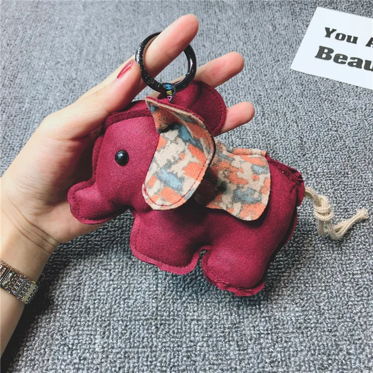 

Handmade Cute Cow Bull Funny Lucky Elephant Keychain Pendant Animal Key Chain For Men Women Bag Charm Girls