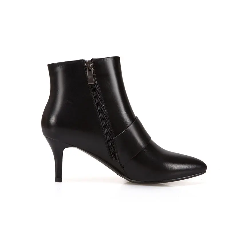 Las Botas Para Simple Asumer Tacones Sólido Crystal Genuino Botines Señalaron Fur black Delgados 2018 Black Toe Not Fur Mujeres De Cuero Nueva Moda Invierno With nq8wXY8v