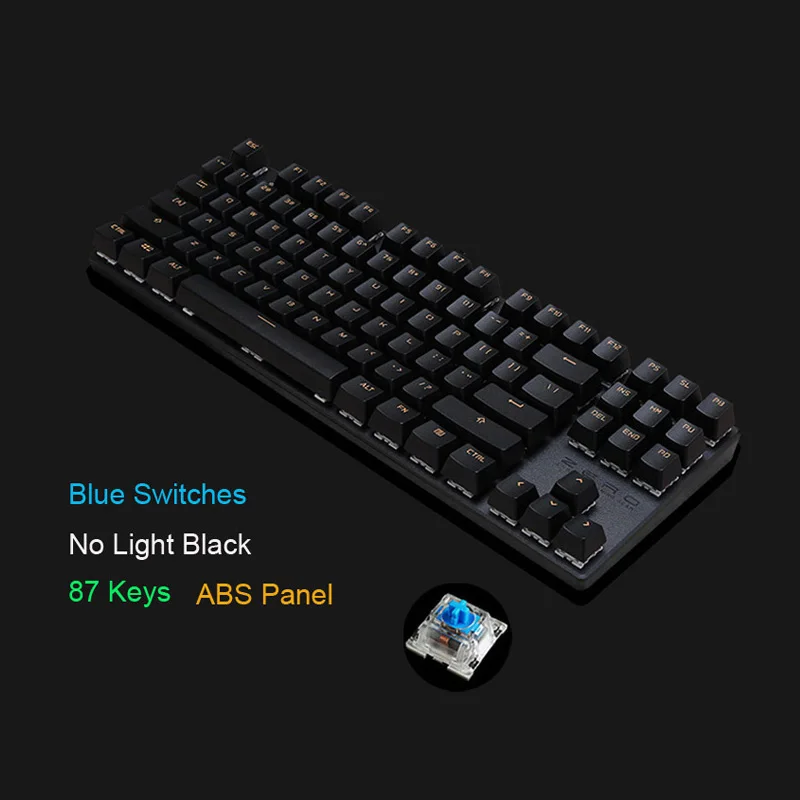 Metoo Edition механическая клавиатура, 87/104 клавиш, синий переключатель, игровые клавиатуры для ПК, планшета, настольного ноутбука, русская наклейка - Цвет: Black no light