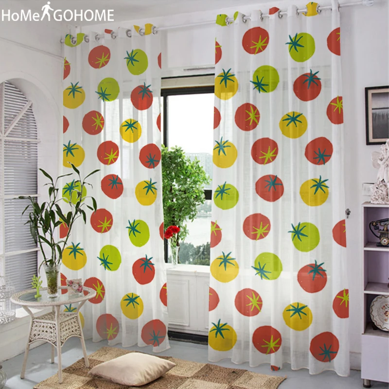 

Anime Tomato Cortinas Para la Sala 3D Tulle Curtains for Living Room Voile Sheer Curtain Window Curtain Bedroom Kitchen Wall Art