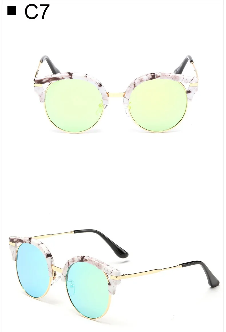 Модные круглые солнцезащитные очки "кошачий глаз" для женщин, фирменный дизайн, зеркальные линзы, солнцезащитные очки для женщин, солнцезащитные очки, UV400, m511