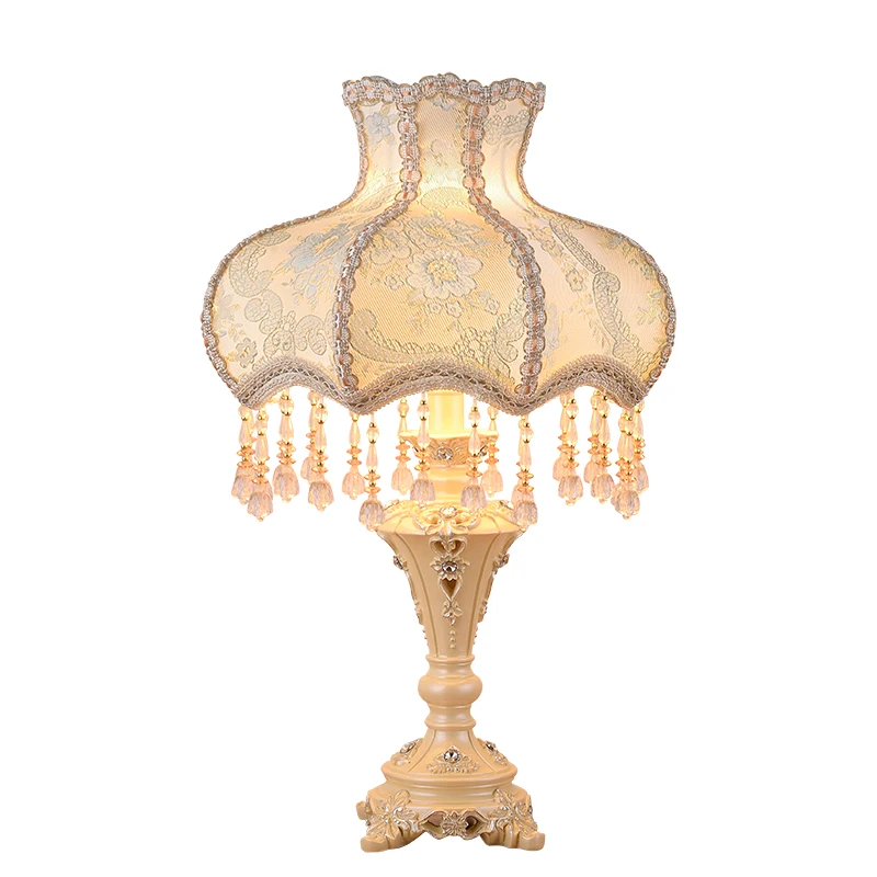 Vintage European Resin Lace Fabric Tassel Led E27 Table Lamp for Foyer Bedroom Study Rural Beige Carved Desk Reading Light 55cm Vintage European Resin Lace Fabric Tassel Led E27 Table Lamp for Foyer Bedroom Study Rural Beige Carved Desk Reading Light 55cm