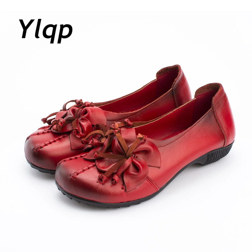 Acheter 2018 Nouveau Automne Femmes Appartements Chaussures En Cuir Véritable Femmes Mocassins Occasionnels Fleur Talon Plat Chaussures Semelle Souple À La Main Flats Femmes