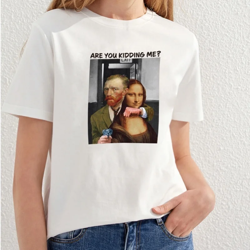 Preise Fashionshow JF Sind Sie Mich Scherzend Monalis Malerei T shirt Abstrakte Kunst Mona Lisa Malen Da Vinci Shirt Ästhetischen tees