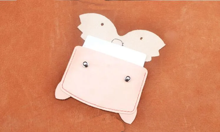 DIY leather craft Handmade fox coin purse card package sewing pattern pvc template