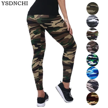 YSDNCHI 2020 הסוואה נשים עבור leggins גרפיטי סגנון Slim למתוח מכנסיים צבא ירוק חותלות Deportes מכנסיים K085