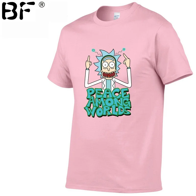 

Cool Rick Morty men t shirt 2017 Summer Anime T-shirts rick and morty worlds folk black White Fitness Cartoon tee shirt homme