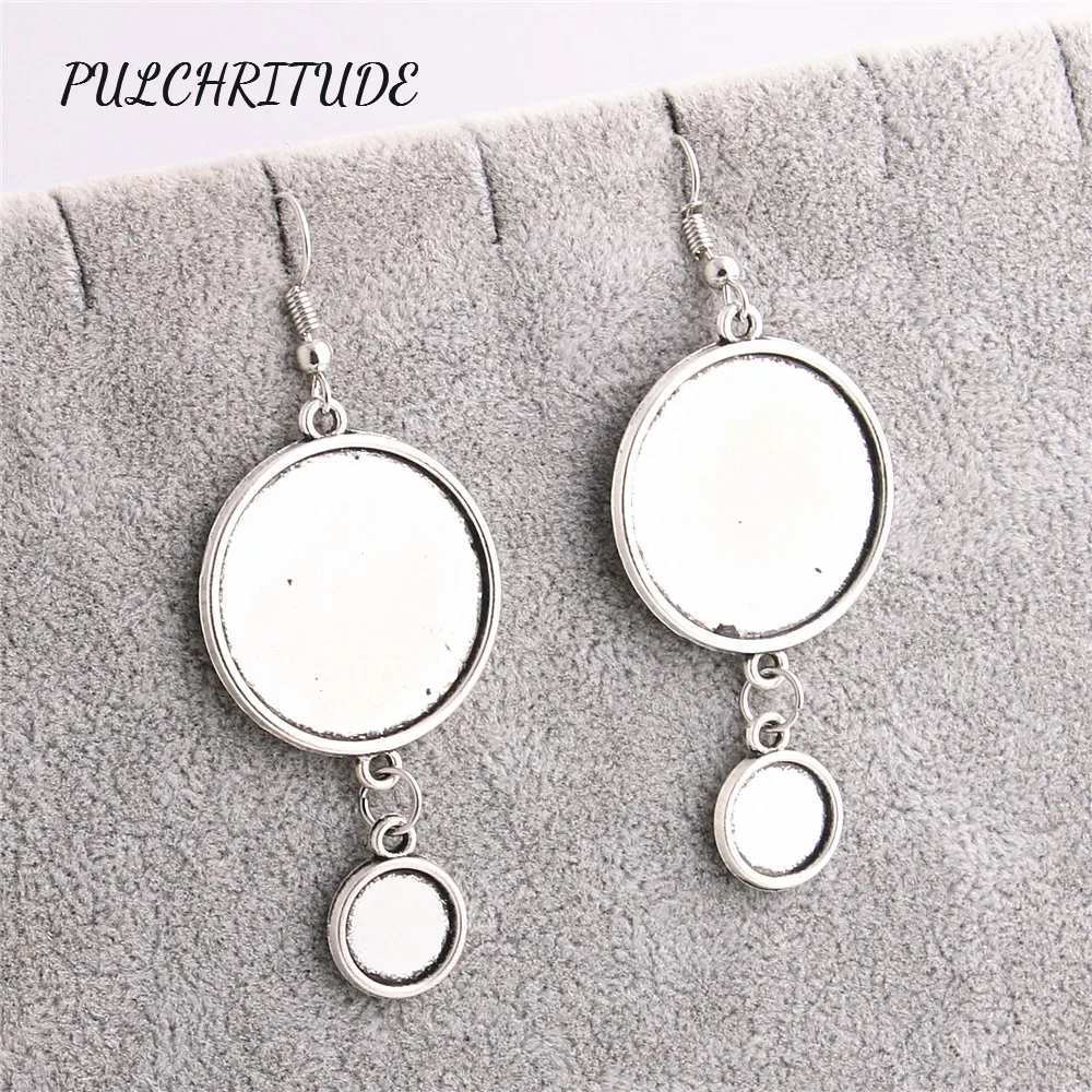 

PULCHRITUDE Metal Alloy Antique Silver 12pcs Fit Round 25mm 10mm Cabochon Settings Diy Earrings Back Diy Jewelry Making C1385