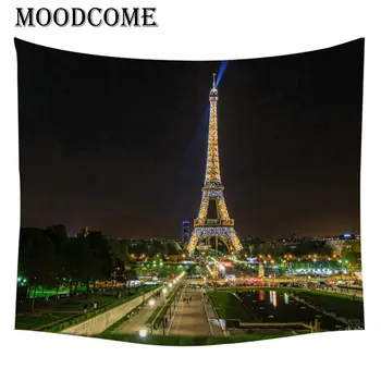 

Paris Tower Wall Tapstry Square Sstreetscape Wall Hanging Home Decor Beach Towel Wall Carpet France Tower City Landmark Light 3D