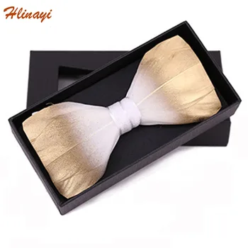 

Hlinayi 2019 Men's bow tie natural feather bow tie wedding banquet bowtie tie feather bow tie