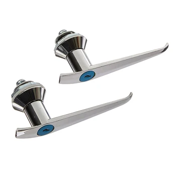 

New Style Cabinet Door L Shaped Handle Silver Tone Metal Key Locks 2 Pcs