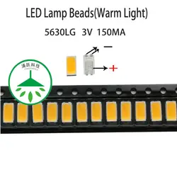 200 шт./лот SMD светодиодный чип 5630 патч бисером 0,5 W 150ma светодиодный 3V Источник света 55-60LM 3000-3200K