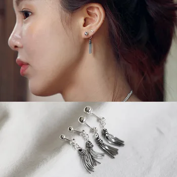 

925 sterling silver light bead earrings tassel earrings silver ornaments girls silver restoring ancient ways design