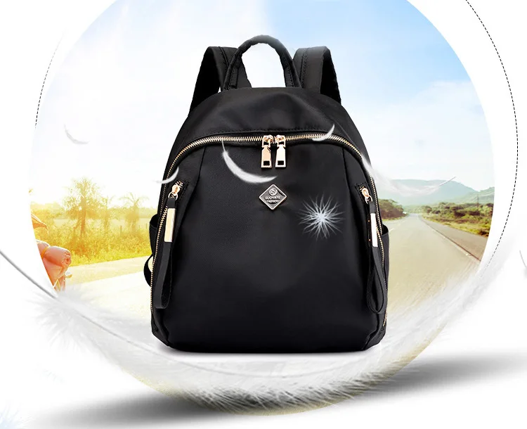 Women Floral Nylon Backpack Female Fashion Printing Casual Rucksack Famous Lady Girls Large Black Purple Blue Soft Shoulder Bag (6)