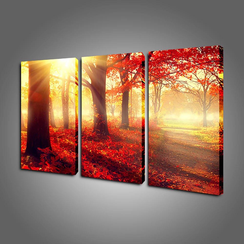 

3 Panels Canvas Unframed Canvas Painting Poster Mistery Forest London England Wall Flowers Pictures for Living Room Home Decor