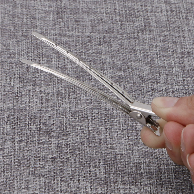 10pcs Hair Clips Stainless Steel Hairdressing Duck Bill Alligator Clips