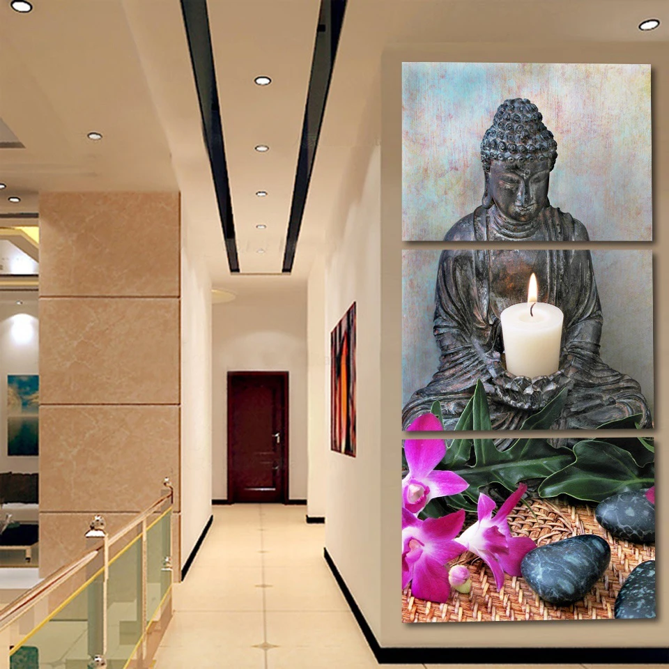 

Modular Wall Art Picture 3 Pieces Buddha Statue Religious Home Decoration Canvas Painting for Living Room Zen Posters and Prints