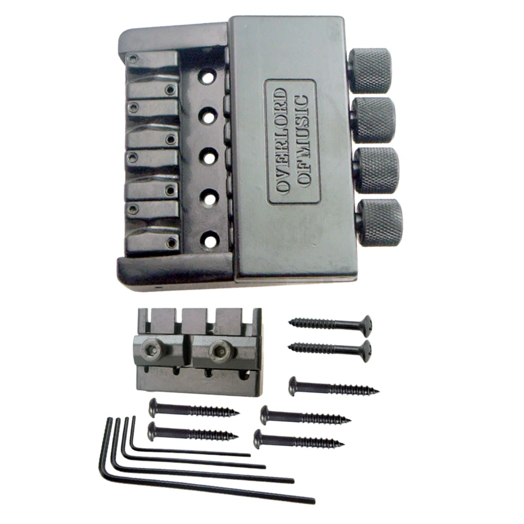 Black 4 String Bass Tailpiece Bridge System Saddle Headless Electric Bass Parts Accessory