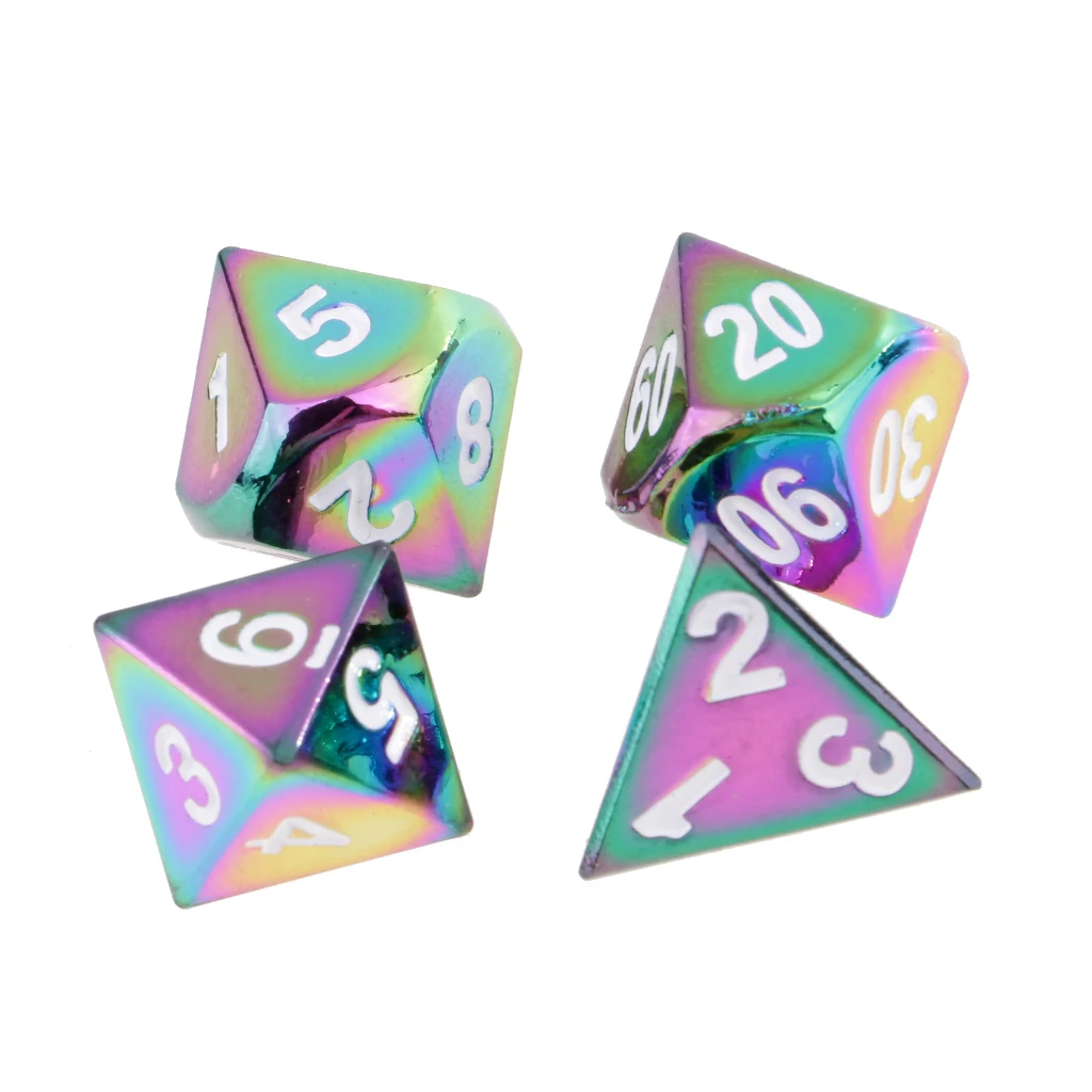 Perfeclan 7 pieces Metal Polyhedral Dice for Dungeons & Dragons Dice Table Games RPG MTG+Dice Cup #5 Party Game Toys
