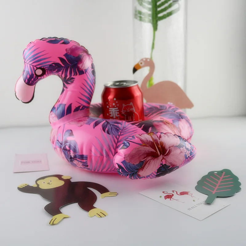 

12 Pieces / Pack ! Inflatable Flower Flamingo drink floats Inflatable Flamingo Cup Holder Pool Party Inflatable drink floats