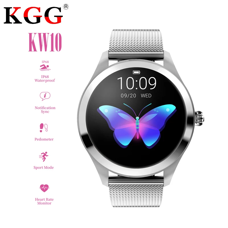 

KW10 Smart Watch Women 1.04 Inch Screen IP68 Waterproof Heart Rate Monitor Physiological Reminder Sport Fitness Bracelet