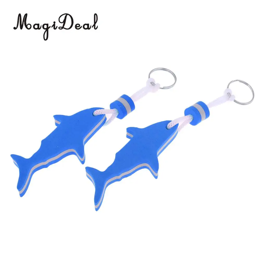 MagiDeal 2x Shark Floating Keychain Keyring Water Buoyant Key Holder for Beach Swim Yachting - Portable, Lightweight, Durable