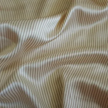 

Pale Gold Champagne Yellow Silk Cloth Bottom Coffee Stripes Emulation Silk Satin Fabric /diy Bow/100cm*120cm