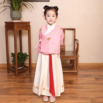 

Baby Girls Chinese Style Stage Performance Clothes Floral Ancient Princess Fairy Dress Children Hanfu Costume Cosplay Clothing