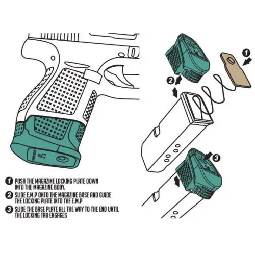 Magorui Тактический Enhanced журнал переходник Pad добавить+ 2 раундов для Glock 43