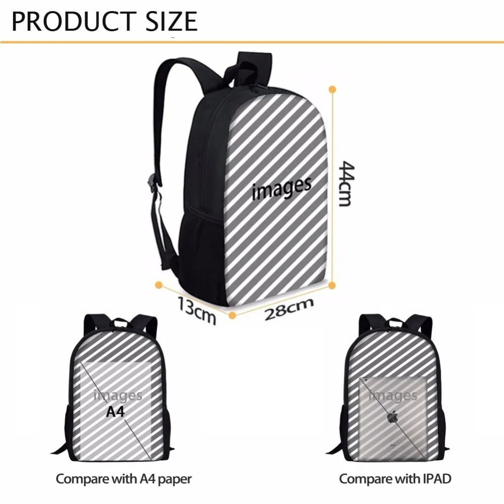 ELVISWORDS 3 шт./компл. Мопс школьные сумки набор для девочек школьные рюкзаки для девочек двойное плечо Bagpack детей Bookbag сумка K