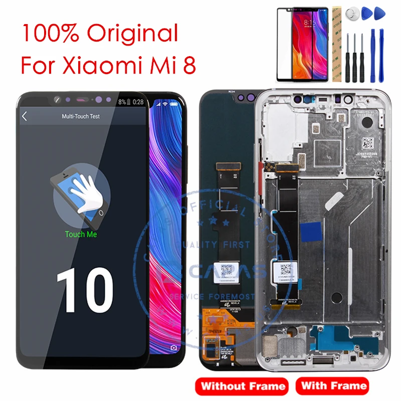 100% Оригинальный ЖК дисплей для Xiaomi Mi 8 + рамка сенсорная панель Mi8 дигитайзер