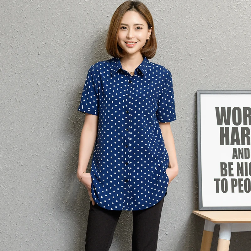 

Fashion Women Blouses Short Sleeves 2019 Summer New Plus Size Shirts Office Print Shirt Women Blouse Tops Blusas Female Clothing