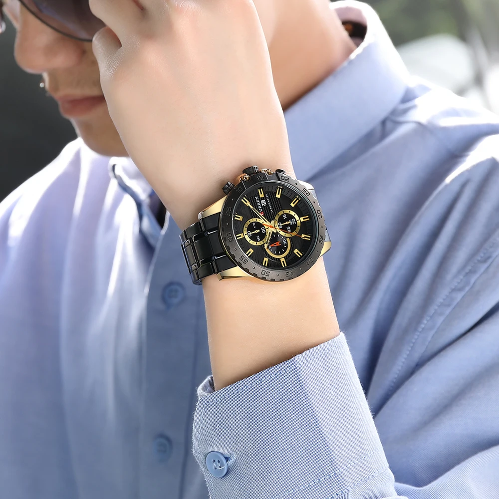 Люксовый бренд кварцевые фирмы carren часы хронограф из нержавеющей стали наручные часы спортивные мужские часы мужские повседневные деловые кварцевые часы