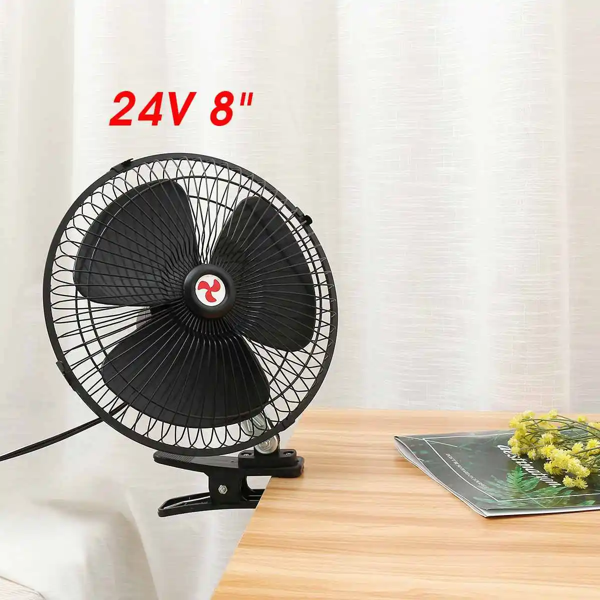 12V/24V 8"/10" Car Fan Cooling Airflow Clip-on All-Round Adjustable Electric Fans Low Noise Air Cooler For Auto Home Truck - Название цвета: 8inch 24V