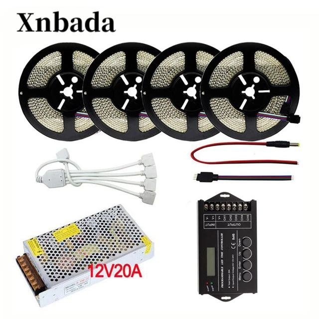 cheap 5 20M 2835 RGB LED Strip Light DC12V 234 LEDs m Flexible LED Light RGB Neon Light Strip TC420 RGB Led Controller + Power Supply