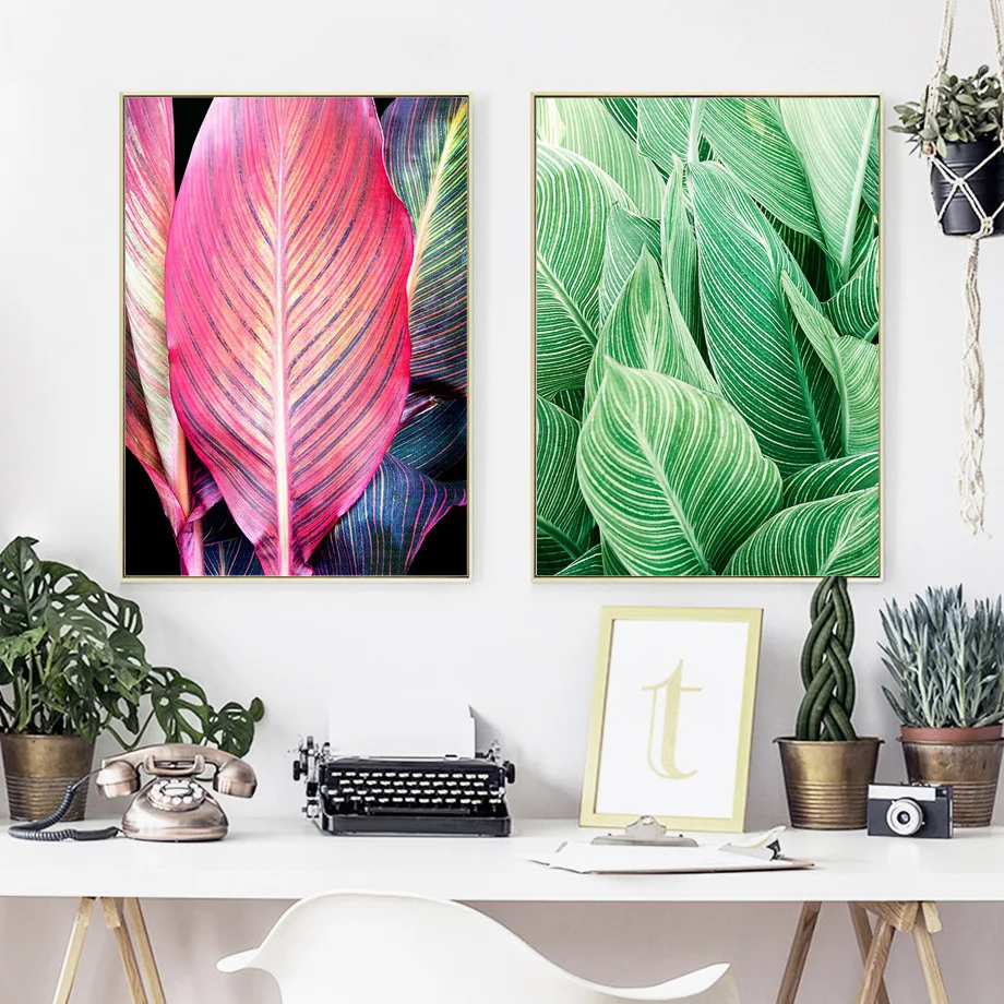 Red-Green-Big-Leaves-Wall-Art-Canvas-Painting-Minimalist-Nordic-Posters-And-Prints-Fashion-Wall-Pictures