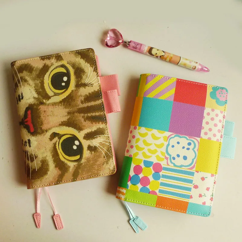 

2018 Cute Cat Face Journal Cover A5 A6 Suit For Standard A5/A6 Fitted Paper Book Hobonichi Style Gift Girls Stationery