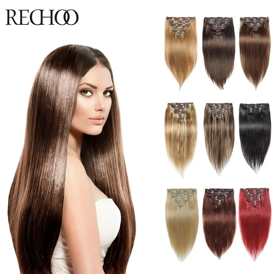 Clip In Human Hair Extensions 8 Pcs 100 200 g Clip In Hair Extensions 16 26 In Brazilian Straight Human Hair Clip In Extensions